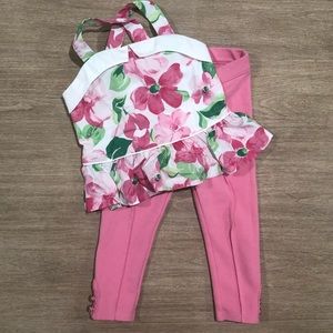 Janie and Jack Pink Floral 18-24 Set